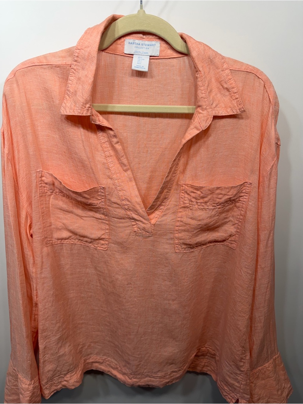 Martha Stewart Coral Peach Button-Down Shirt Size L - Picture 8 of 12